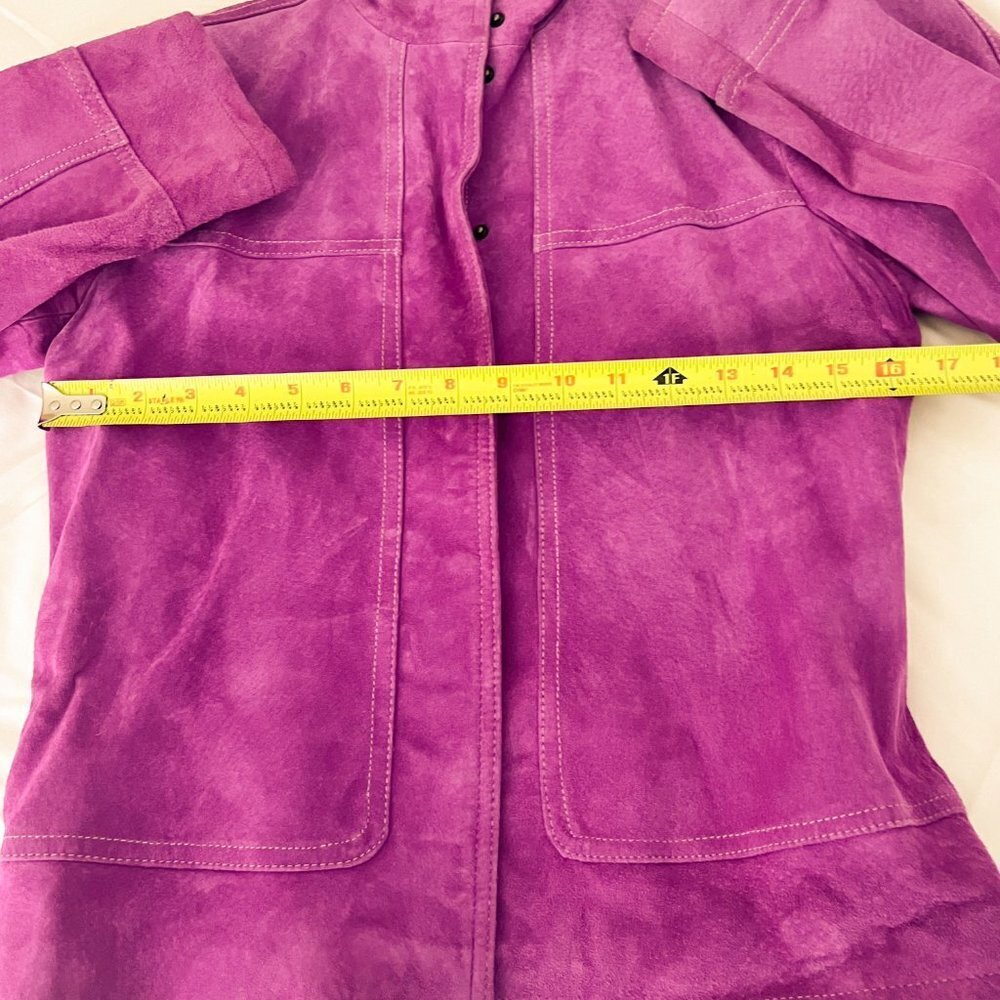 VTG Marshall Fields Women's Suede Moto Jacket Magenta Extra Small - Picture 7 of 12